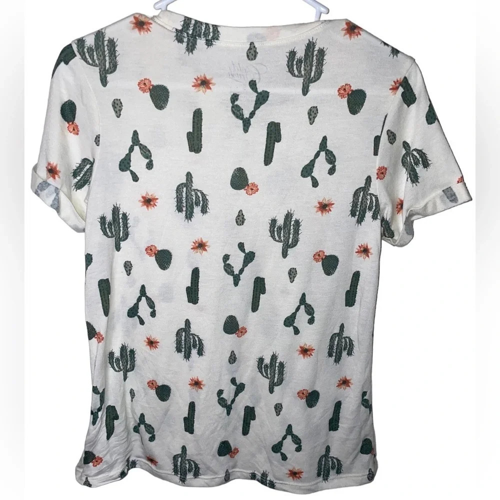 Cold Crush White, Cactus themed T-shirt, With rolled sleeves, Size S women’s. - Picture 3 of 6